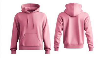 Pink hoodie mockup. Front and back hoodie template