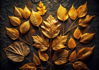 Golden Leaves on Black Background - Urban Exploration Aesthetic