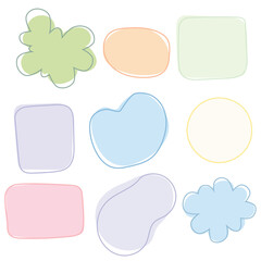 Vector set of cute kawaii hand drawn shapes frame 