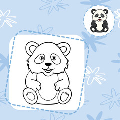 Simple cute coloring page animal panda outline flat design illustration