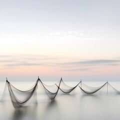 Fototapeta premium Tranquil Fishing Nets at Dawn
