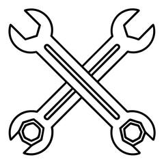 wrench and bolt crossed together line art