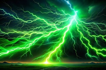 Fototapeta premium Green Neon Lightning Effect Transition Element for Dynamic Visuals and Designs