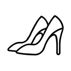 Outline of elegant high-heeled shoes on a white background for fashion illustrations