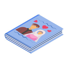 Photo Album Gift isometric concept, Bridge and Groom Cover Picture on Book vector icon design, Muslim marriage Symbol, Islamic wedding customs Sign, Indian subcontinent matrimony stock illustration