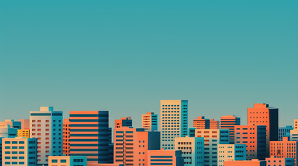 Obraz premium Urban Day-Night Vista: From the window, see a cityscape with intricate, modern buildings. The city's charm is captivating, both in daylight and under night lights. High resolution Illustration, in