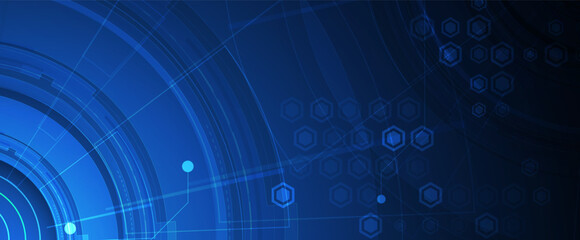 Abstract blue geometric hexagon shape technology and science background. Vector handmade
