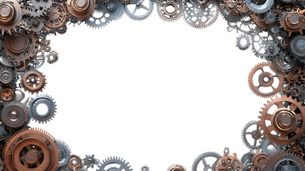 Intricately Designed Thin Steampunk Frame with Geometric Patterns Against a Transparent White Background for Wallpaper Aesthetic