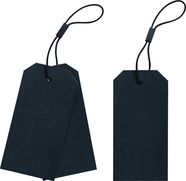 blank clothing label or price tag on string isolated set