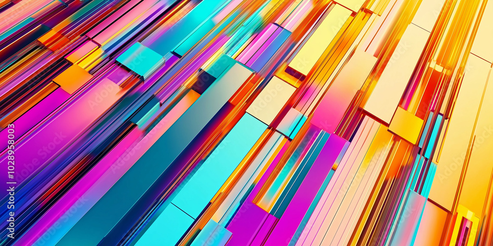 Poster Colorful metallic bars creating abstract modern background