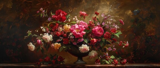 Fototapeta premium Vibrant Floral Bouquet in Classic Vase Arrangement