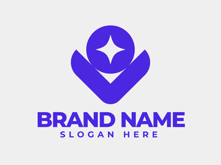 Letter V icon minimalist logo design vector graphic template for business brand