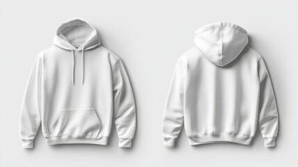 White hoodie mockup. Front and back hoodie template