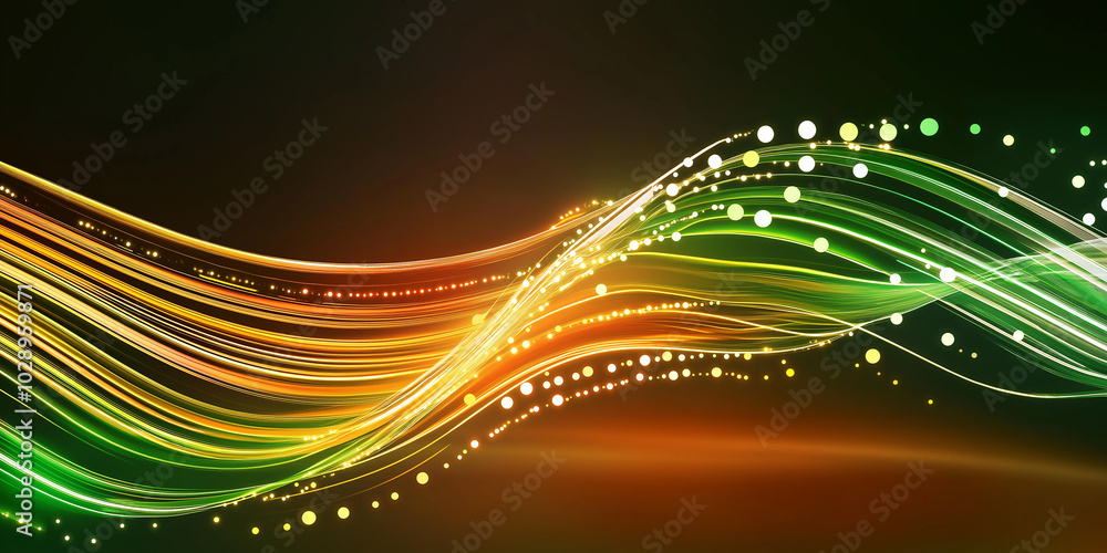 Poster Abstract background with light trails flowing and sparkling particles