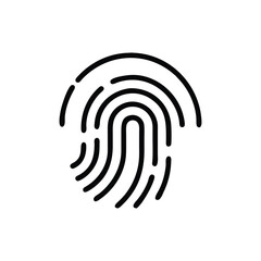 A black vector fingerprint isolated against a white backdrop, depicted as a vector graphic.