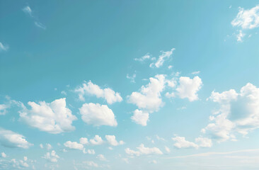 Blue sky with light clouds, clean background, large area of white space on the left side for text or design elements