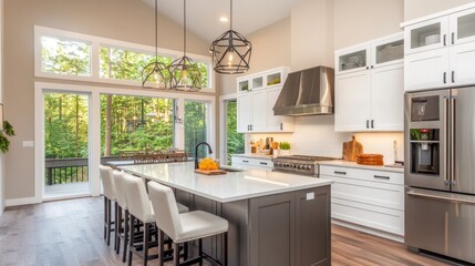Modern Kitchen with Sleek Appliances and Natural Light