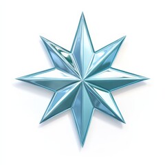 Obraz premium A shiny Christmas star icon isolated against a simple white background with soft shadows and light reflections