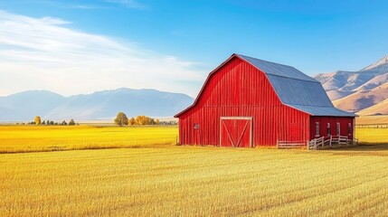 Obraz premium Picturesque Red Barn in a Scenic Landscape
