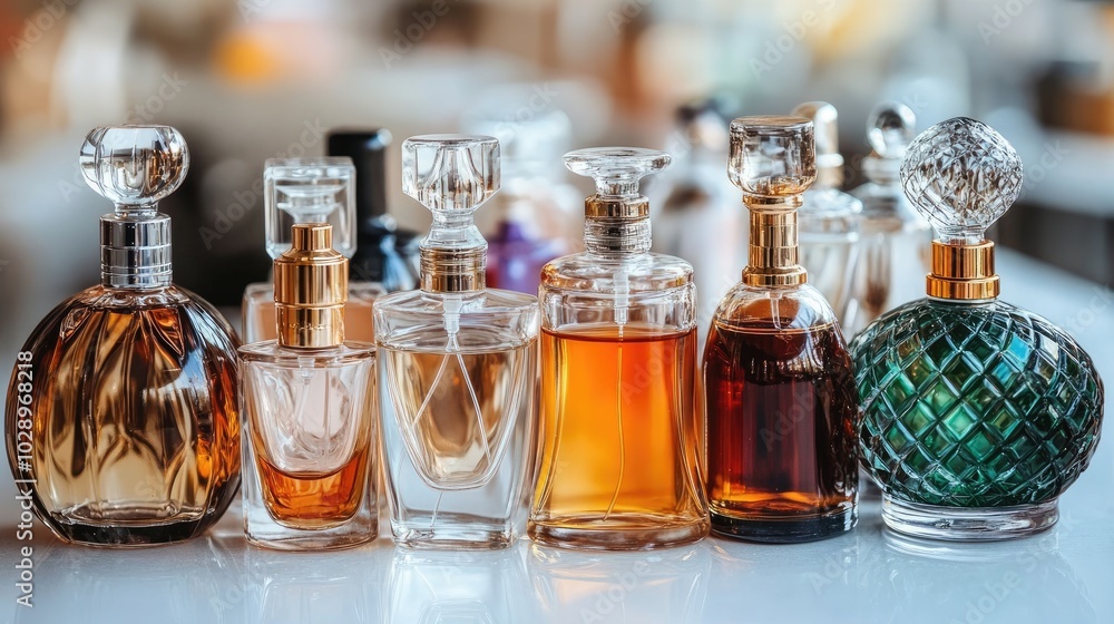 Aufkleber assorted perfume bottles on display