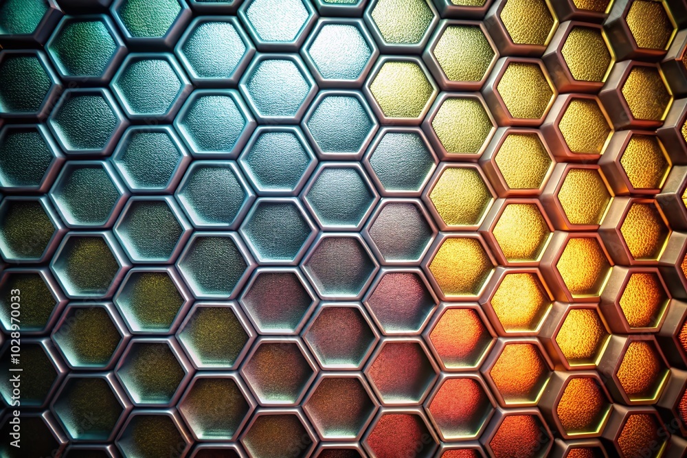Poster Hexagon Pattern 3D Render - Dark Abstract Background Texture for Modern Designs
