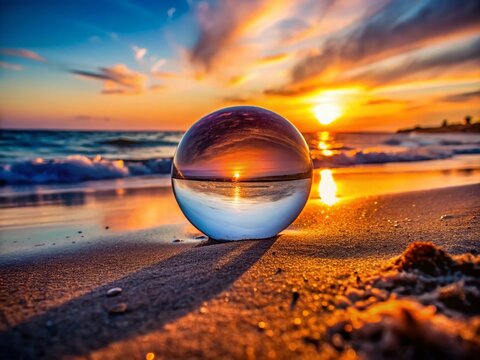 High Contrast Lens Ball at Mari Ermi Beach at Sunset - Long Exposure Abstract Photography