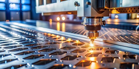 High Precision Laser Cutting of Metal Sheets in Industrial Factory Settings
