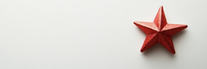 Obraz premium A minimal, festive Christmas star ornament, isolated on a blank white background with soft shadows, perfect for holiday product display