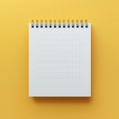 White clean calendar on solid yellow background with copy space business travel or project planning concept.