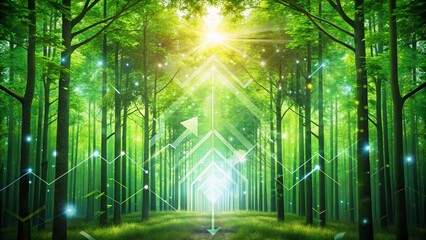 High-Tech Arrows in a Lush Forest Backdrop for Vector Design Inspiration