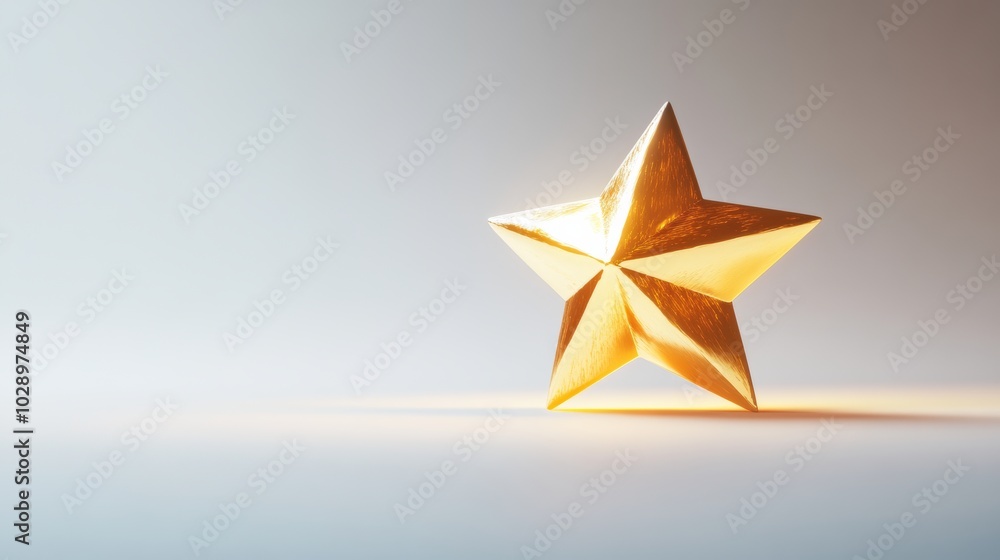 Poster a minimal christmas star icon floating against a blank white background with soft light reflections 