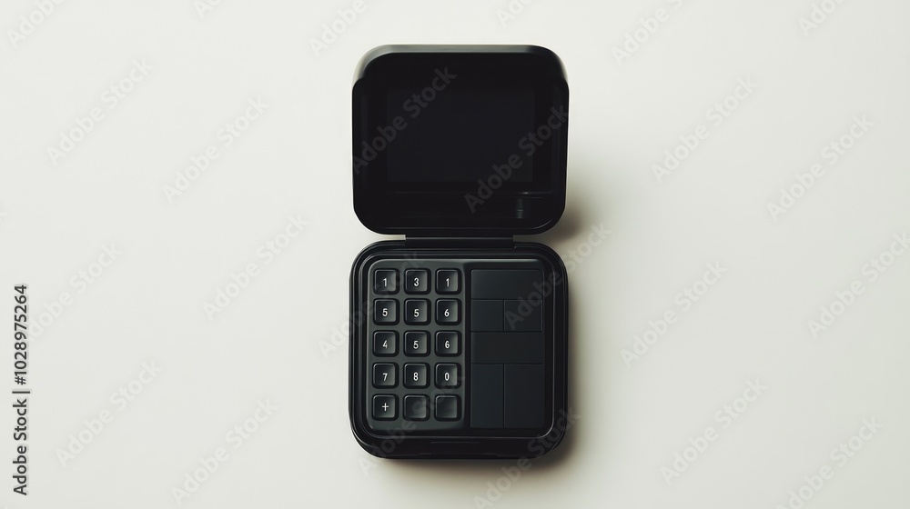 Poster top view of flip phone with keypad design