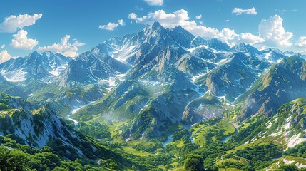 Aerial drone view of mountain ranges, showcasing rugged peaks and scenic vistas, perfect for travel, tourism, and adventure-themed content highlighting natural landscapes. High resolution