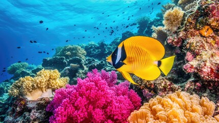 Fototapeta premium Vibrant Tropical Fish Swimming in Clear Waters