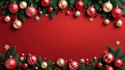 Fondo rosso con decorazioni di natale - Sfondo rosso