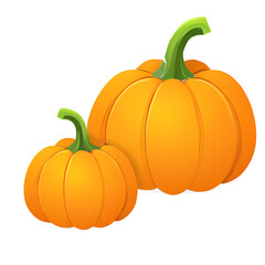 Two Pumpkins A vibrant illustration of a large and small pumpkin, showcasing the autumnal hues of orange and green. Perfect for your fall-themed projects. 