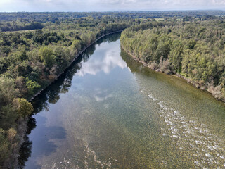 Obraz premium Drone view at river Ticino in Italy