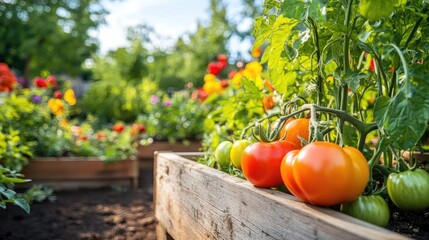 Inviting Vegetable Garden Bursting with Color and Life