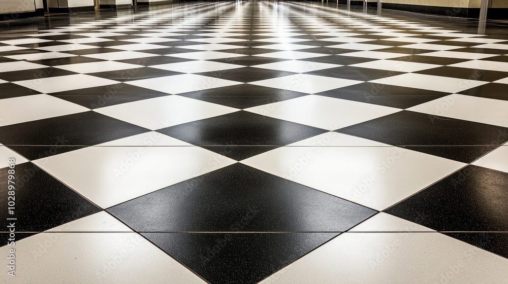 Poster modern checkerboard floor pattern in minimalist style