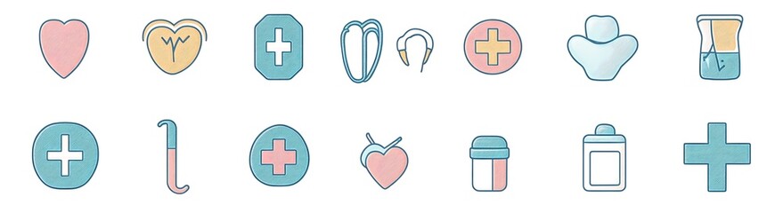Obraz premium Vector icons for healthcare, medical, and self-care in a line style