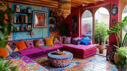 Vibrant Hand-Painted Moroccan Tile Interior Design