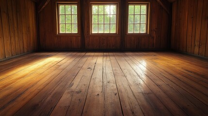 Rustic Wooden Planks on Cabin Floor with Natural Light