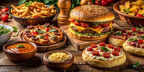 Fototapeta premium Indulgent Fatty Meals: A Gastronomic Delight for Food Lovers