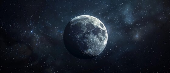 Stunning View of the Full Moon in Night Sky