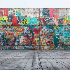 Fototapeta premium Vibrant Urban Wall with Colorful Graffiti Art
