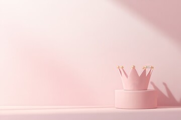 pink crown on pink background, elegant design