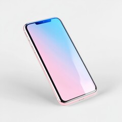 Modern Smartphone with Blank Screen and Pink Gradient on White Background