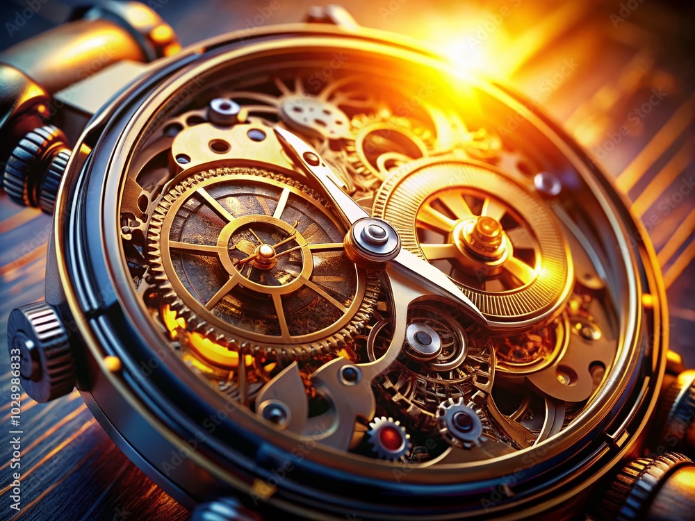 Aufkleber intricate aerial view of clockwork gears and cogs in a mechanical watch design