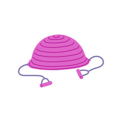 Sport equipment illustration - balance hemisphere with expanders on isolated background.