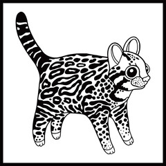 Printable coloring page of cute cartoon baby Leopard line art 